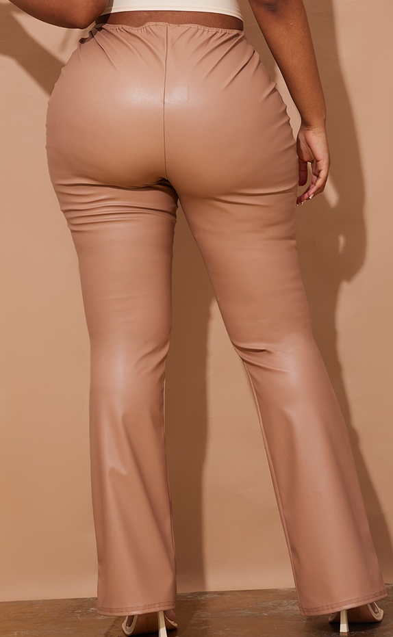 Shape Stone PU Ruched Front Flared Trousers