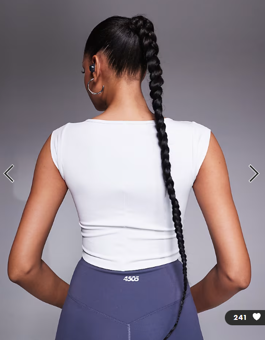 4505 active square neck cap sleeve top in white