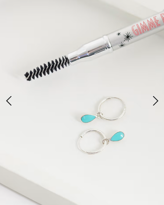Kingsley Ryan turquoise teardrop charm hoops in sterling silver