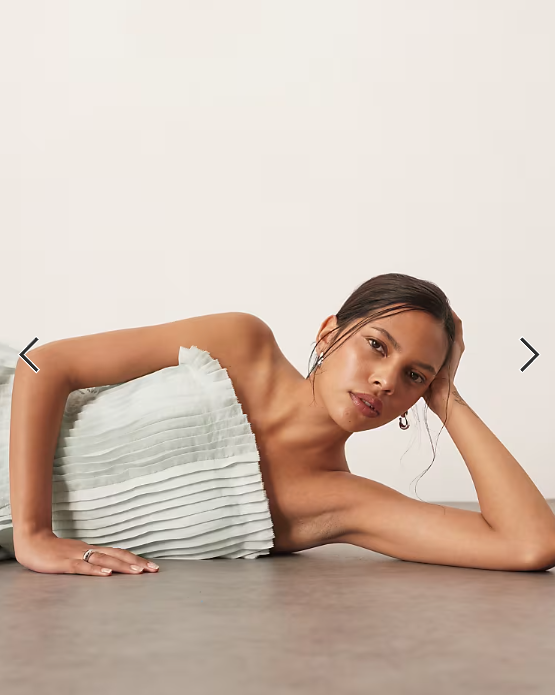 ARRANGE pintuck organdy dropped waist bandeau midi dress in light blue