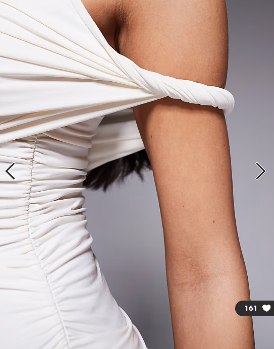 ASOS DESIGN polyamide ruched twist side cut away draped top in cream