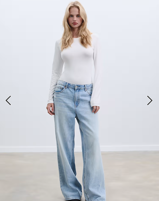 Stradivarius Long sleeve polyamide bodysuit in ecru