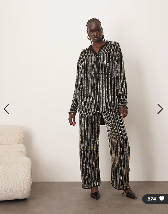 ARRANGE linear beaded oversized shirt co-ord