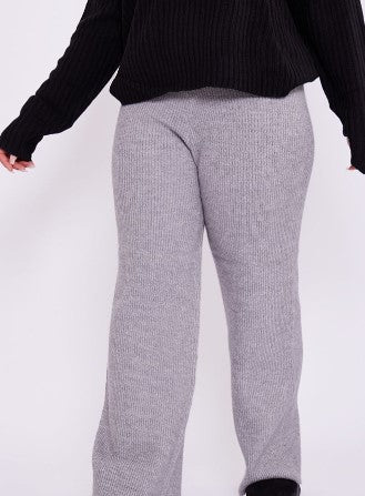 Plus Grey Marl Knit Wide Leg Trouser