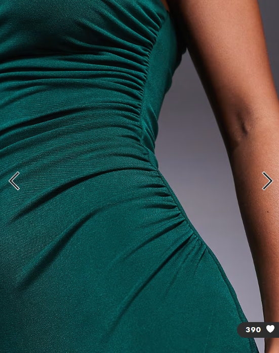 TFNC Petite one shoulder midaxi dress with thigh split in emerald