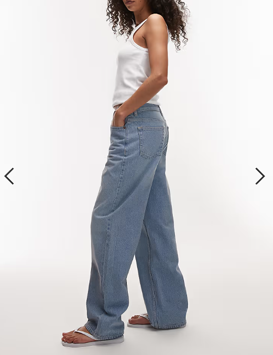 Topshop mid rise loose fit straight leg jeans in bleach