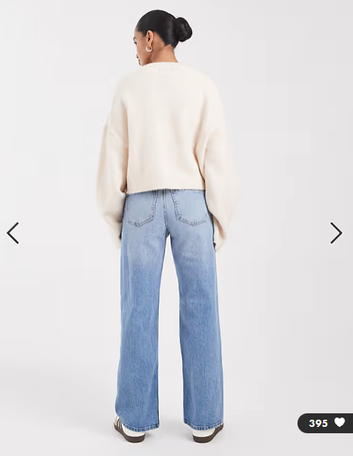 ASOS DESIGN Petite comfort stretch straight leg jeans in light mid blue