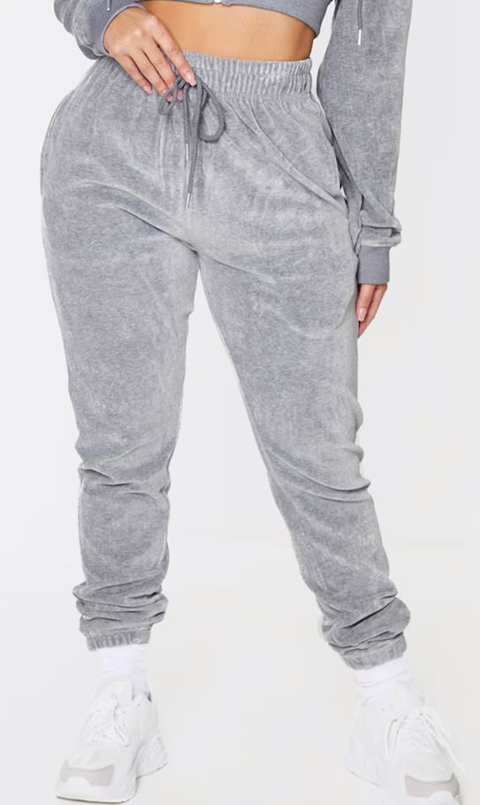 Shape Grey Velour Diamante Skinny Sweatpants