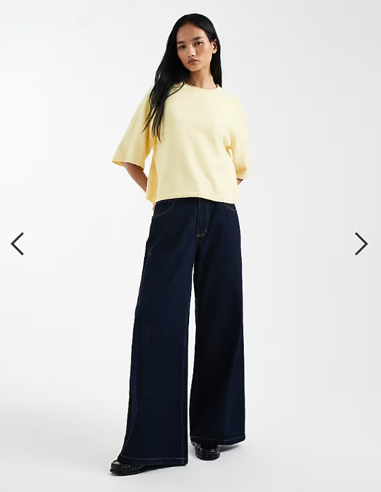 ONLY boxy knitted short sleeve top in pale yellow