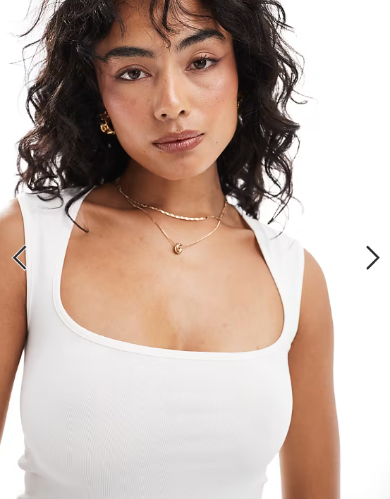 JJXX square neck top in white