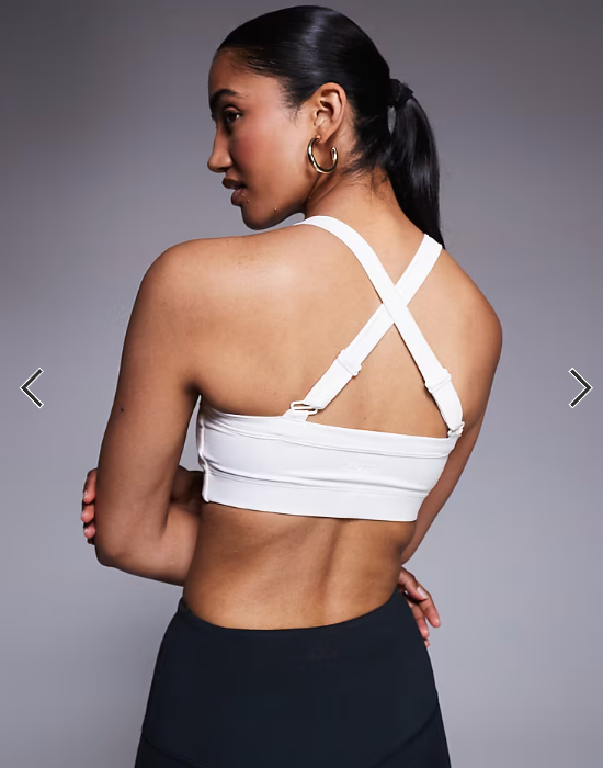 4505 Icon soft touch medium support soft touch square neck sports bra in white
