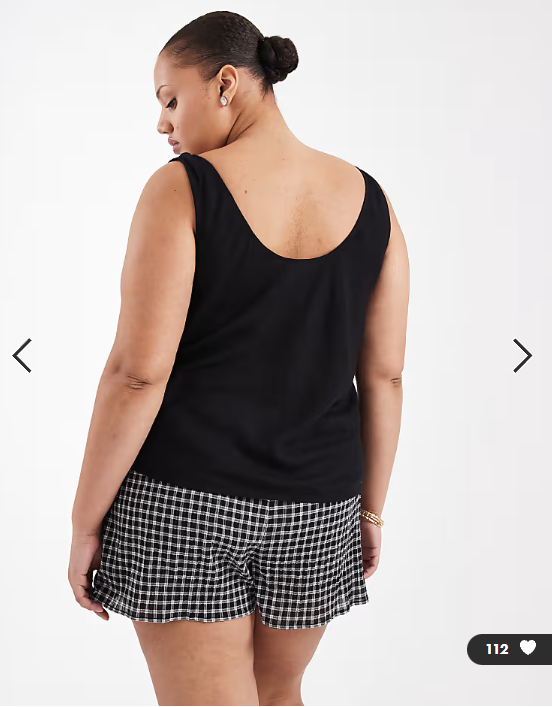ASOS DESIGN Curve scoop neck linen cami in black