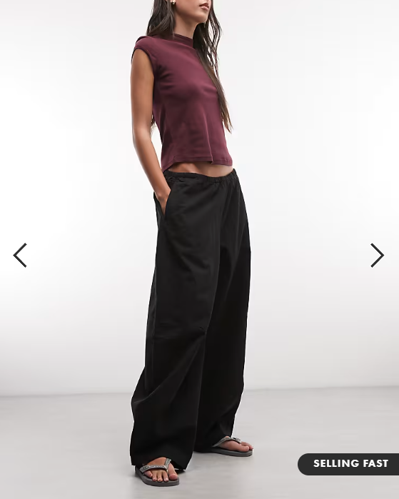 Weekday barrel parachute trousers in black