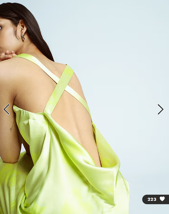 Topshop racer neck with dropped cowl back in lime floral