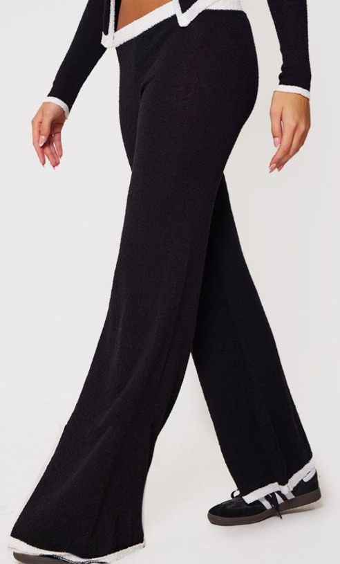 Plt - Monochrome Towel Knitted Contrast Detail Trousers