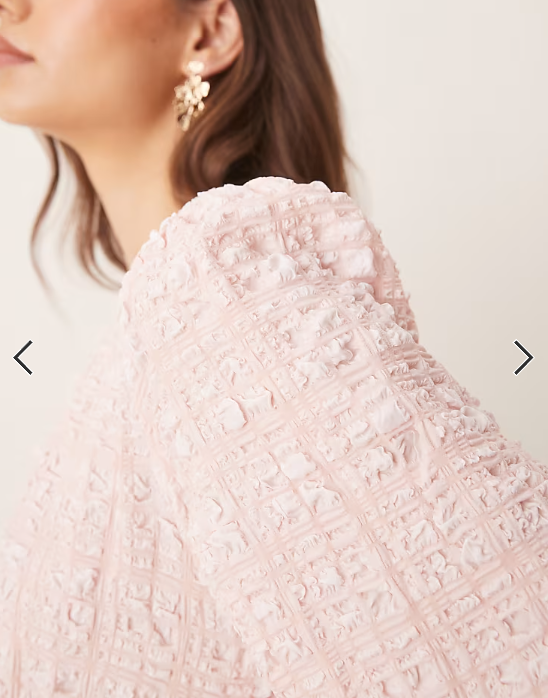 Gina Tricot textured mini dress with open tie back and volume sleeves in pink