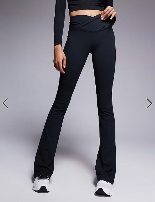 4505 Tall Icon soft touch wrap waist slim kick yoga legging in black