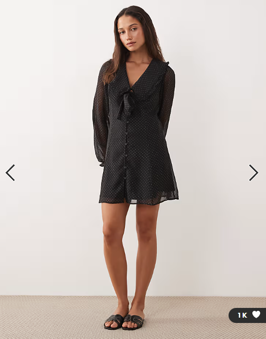 Miss Selfridge button through mini with collar in polka dot