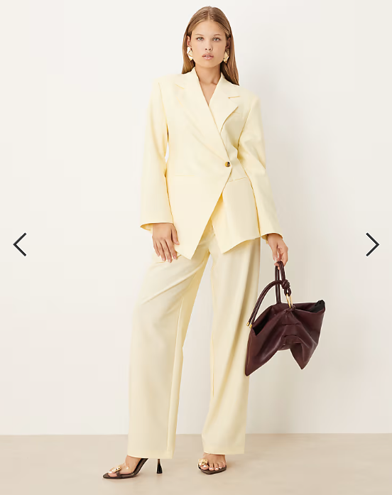 ASOS DESIGN tailored nipped waist blazer with cutaway hem in buttermilk