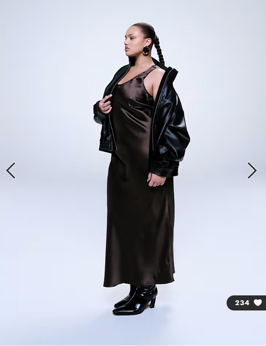 ASOS DESIGN Curve scoop satin maxi dress in chocolate