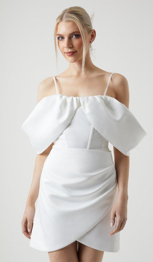Drape Detail Satin Hen Mini Dress With Boning