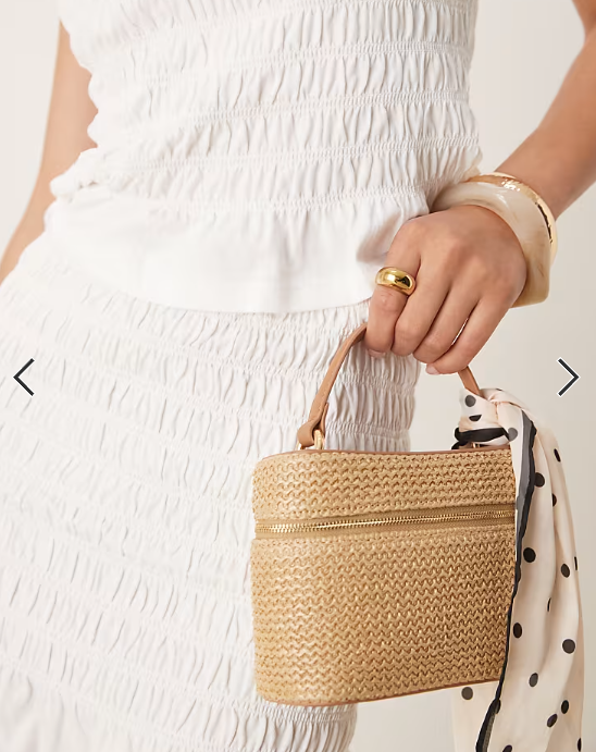 ASOS DESIGN co-ord shirred frill hem top in white