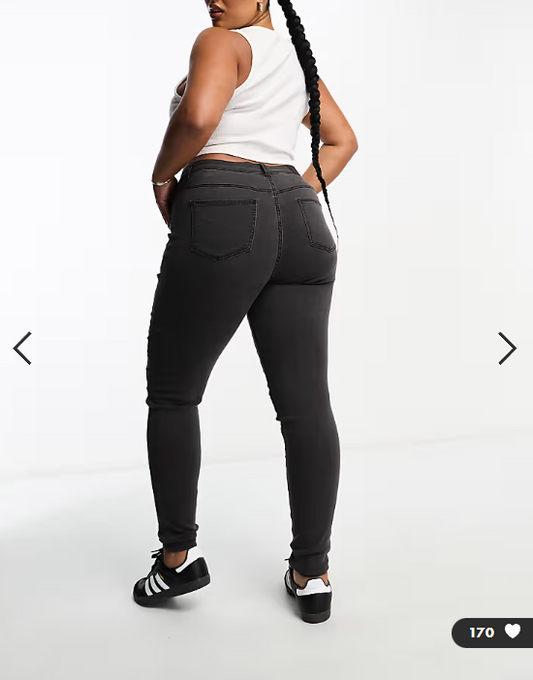 Noisy May Curve high waisted skinny jeans in grey