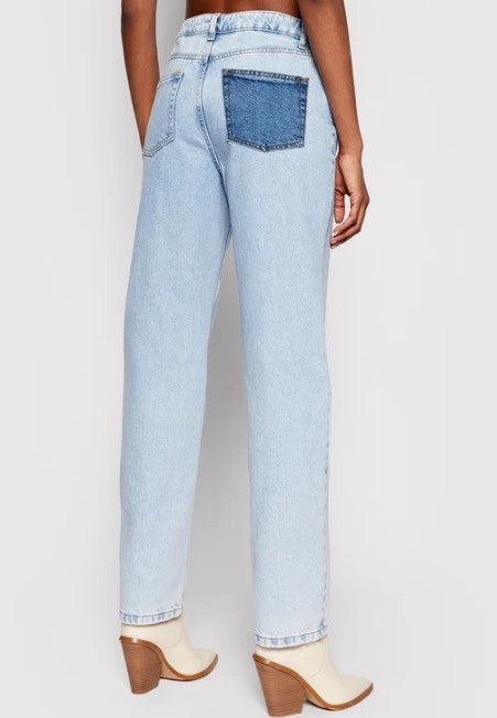 Contrast Pocket High Waist Denim