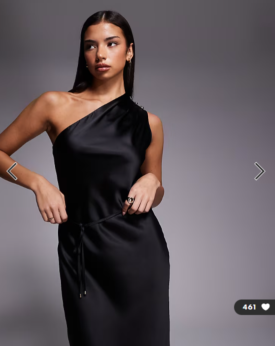New Look satin one shoulder tie midi dress in black