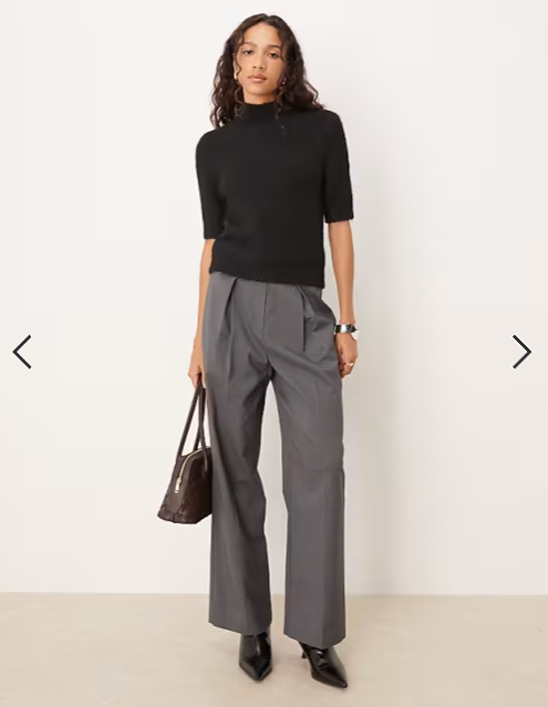 Pretty Lavish fluffy knit high neck short sleeve jumper in black