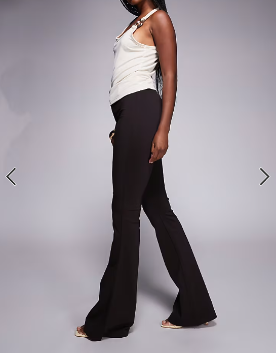 ASOS DESIGN Premium ponte flare trouser with tailored waistband in chocolate