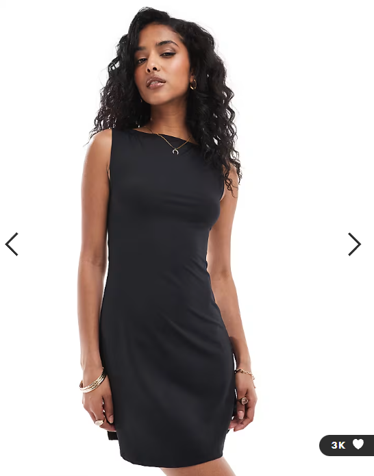 ASOS DESIGN slash neck mini dress in black
