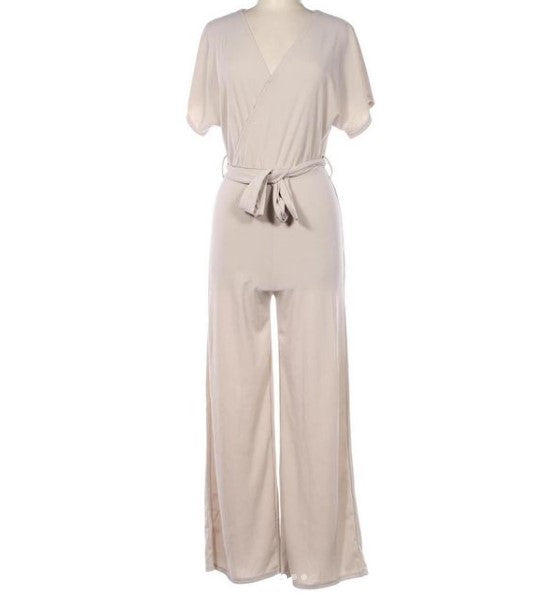 Stone Wrap Tie Belt Jumpsuit