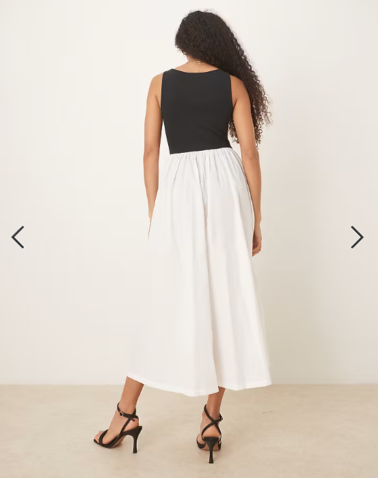 Nobody's Child Verity drop hem mono contrast midi dress in black and white