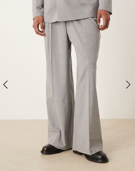 ASOS DESIGN loose suit trousers in grey pinstripe