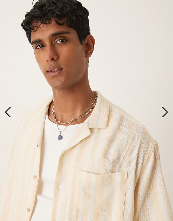 ASOS DESIGN oversized shirt in beige and white stripe