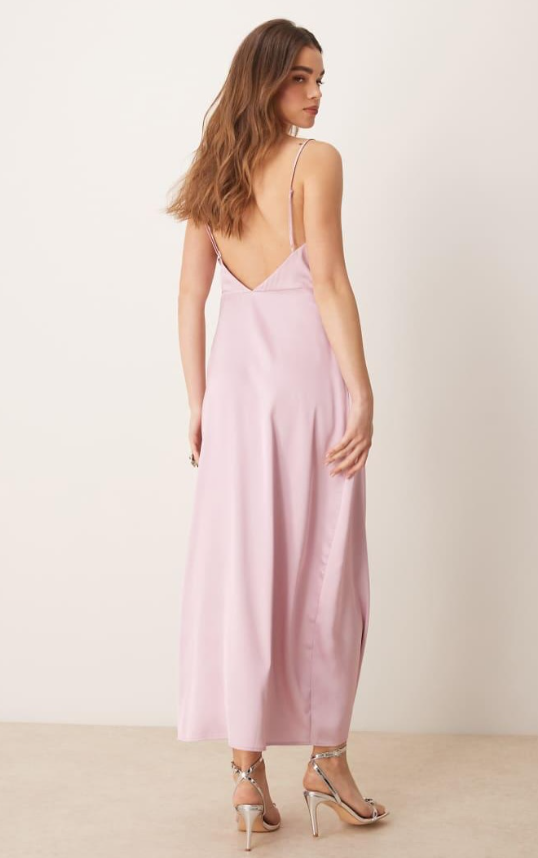 Vila - satin cowl nexk maxi dress in orchid pink