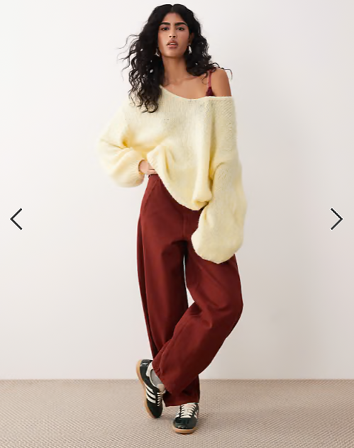 JDY oversized reversible knit jumper in pastel yellow