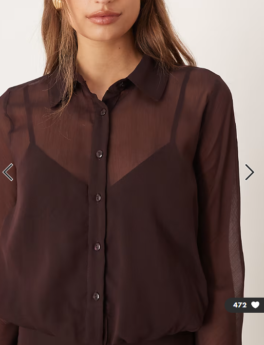 ASOS DESIGN sheer midi shirt dress in chocolate