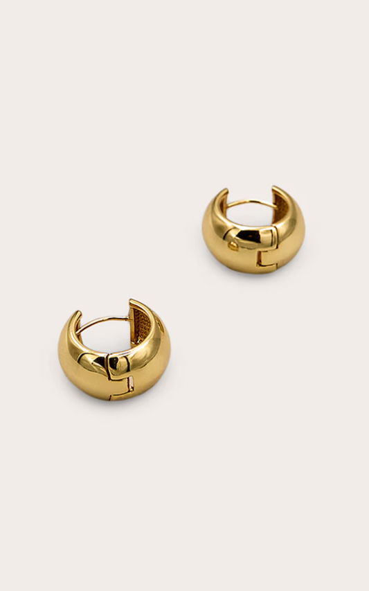 Real Gold Plated Wide Thick Small Hoop Earrings