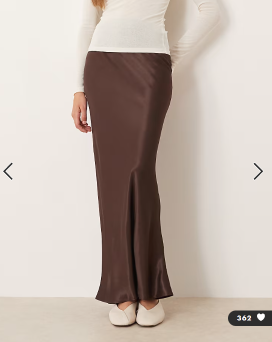 ASOS DESIGN satin bias maxi skirt in chocolate