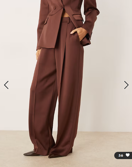 Mango Gilda satin tailored trouser co-ord in brown
