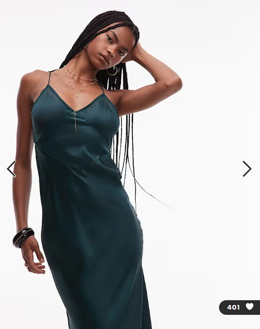 ASOS DESIGN bias cut satin panelled maxi dress with asymmetric back in dark green