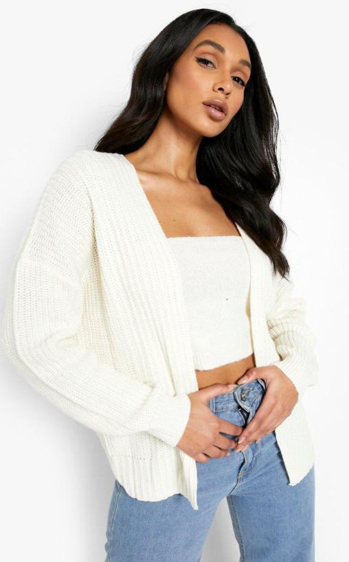 Boohoo - Recycled Crop Cardigan - ecru