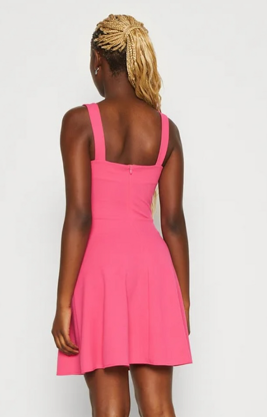 WalG - indi square neck skater dress - fuschia