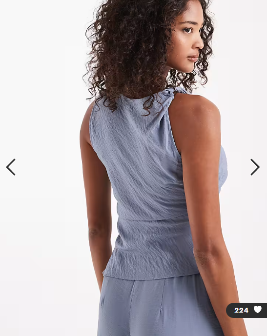ASOS DESIGN asymmetric textured twist detail top in blue - part of a set