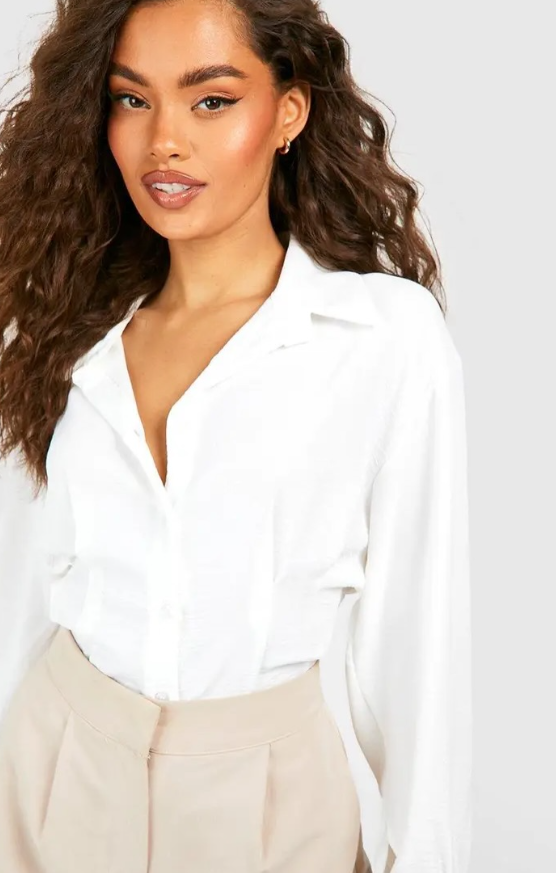 Hammered Contour Seam Detail Fitted Shirt