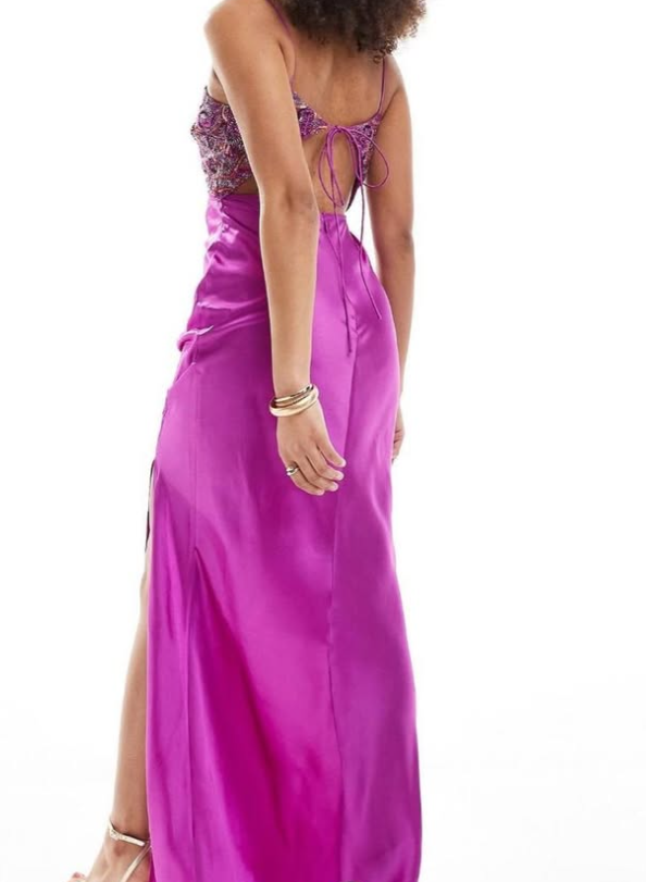 ASOS DESIGN Embellished Bodice Maxi Dress With Cut Out In Purple