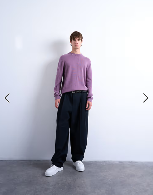 Topman essential knitted crew neck in purple