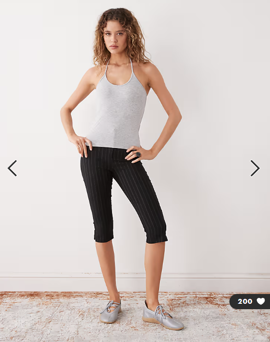 Weekday scoop halter neck tank top in gray melange